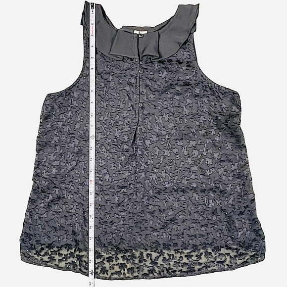 LC Lauren Conrad size small sleeveless top ruffle collar sheer sparkle front EUC - Picture 14 of 16